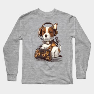 Steampunk gamer dog Long Sleeve T-Shirt